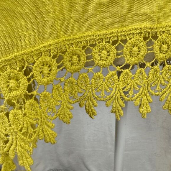 Terzo Millennio Linen Top Embroidered Lace Hem Tunic Chartreus Green Size Small - Picture 2 of 10